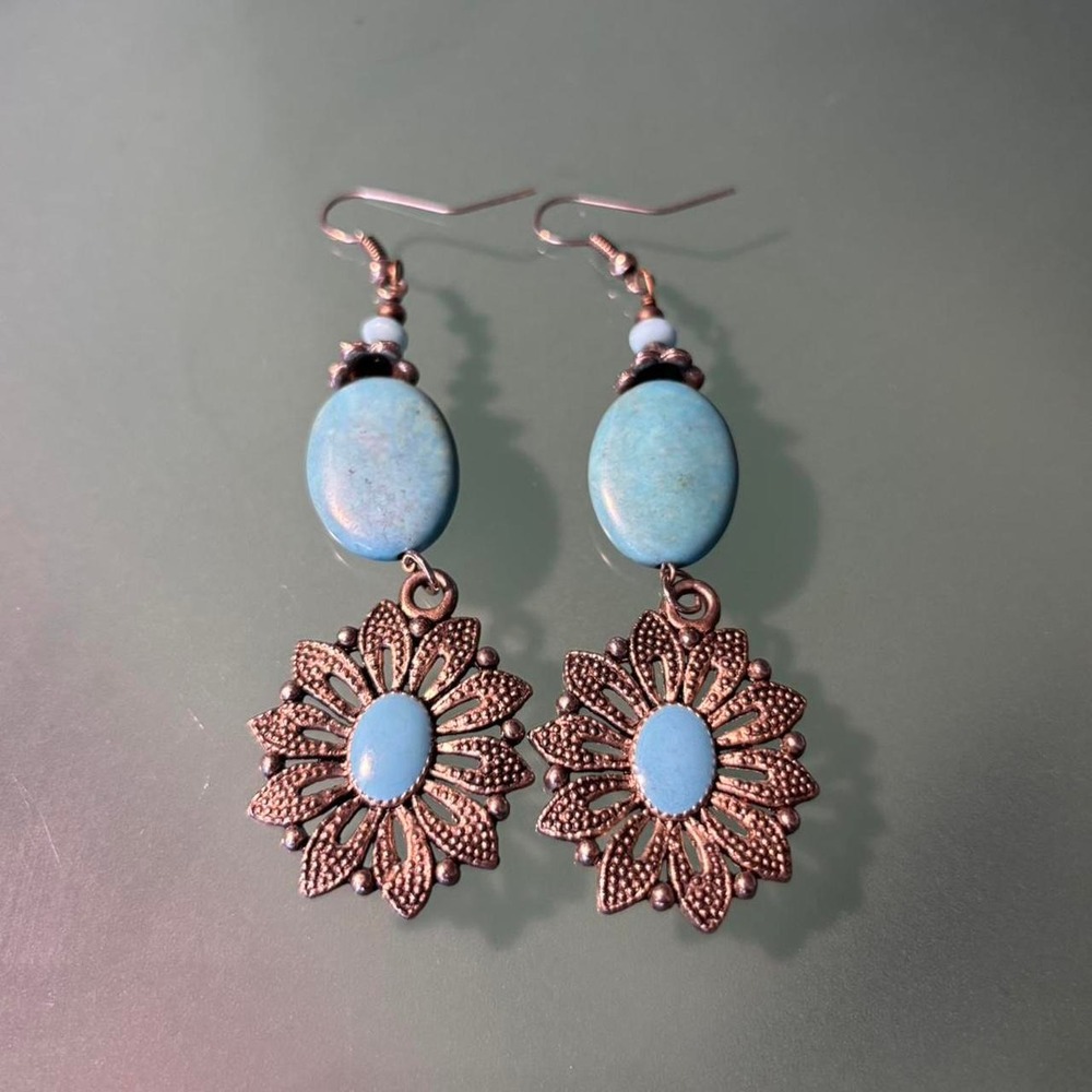 Turquoise Floral Statement Earrings | Boho Western 🌼